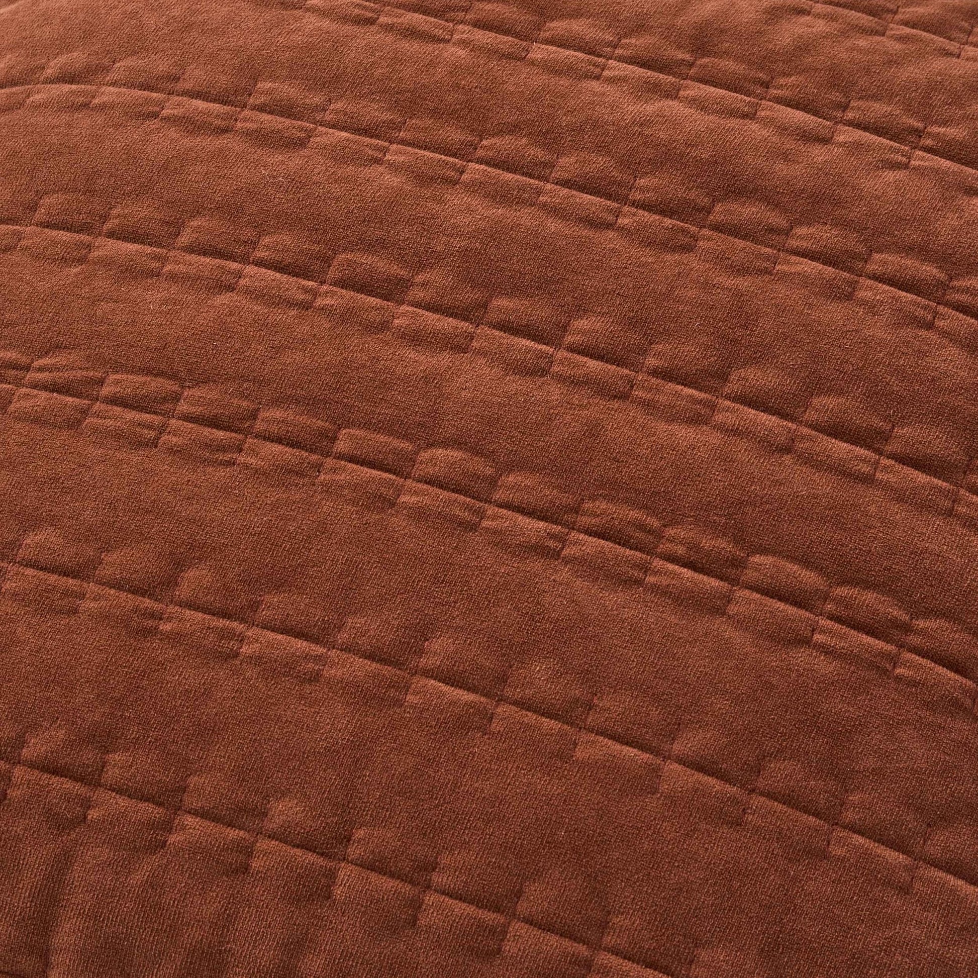 Bavaro Velvet Quilted Stitch Detail Cushion Cover - Burnt Orange - DUSK