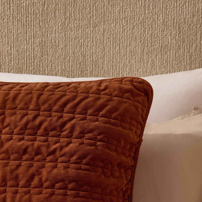 Bavaro Velvet Quilted Stitch Detail Cushion Cover - Burnt Orange - DUSK