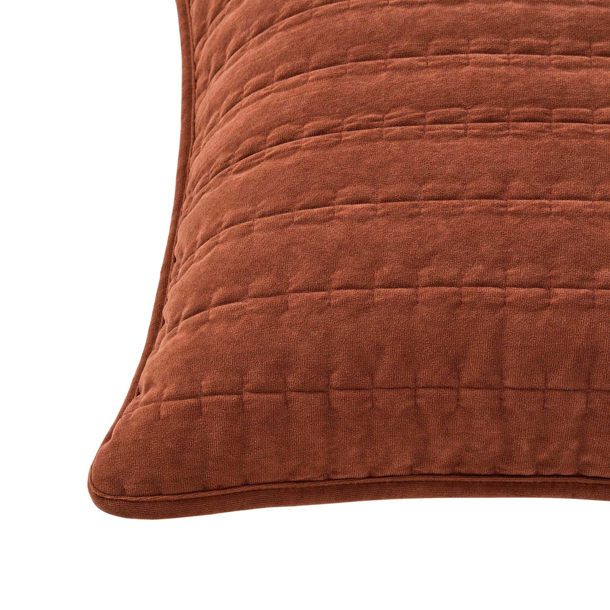 Bavaro Velvet Quilted Stitch Detail Cushion Cover - Burnt Orange - DUSK