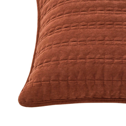 Bavaro Velvet Quilted Stitch Detail Cushion Cover - Burnt Orange - DUSK