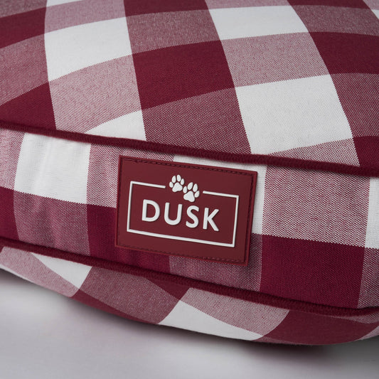 Beau Valentines Gingham Love Heart Dog Bed - White/Red - DUSK