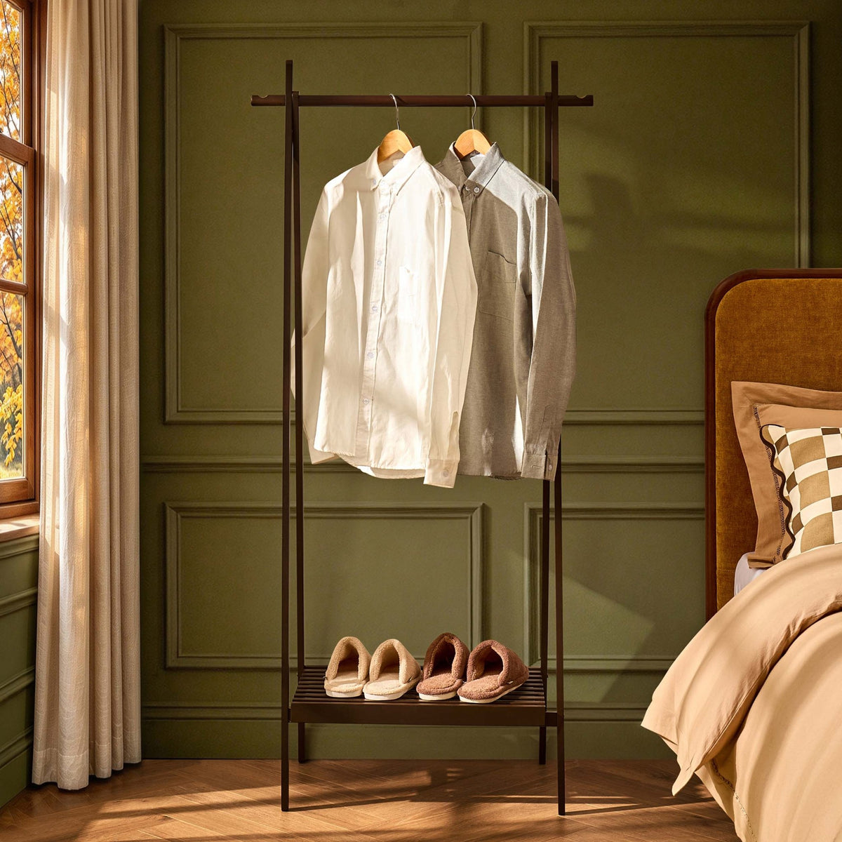 Becky Bamboo Clothes Rail - Walnut - DUSK