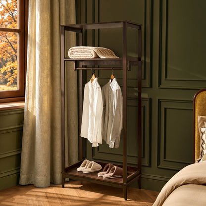 Becky Bamboo Rail with Shelves - Walnut - DUSK