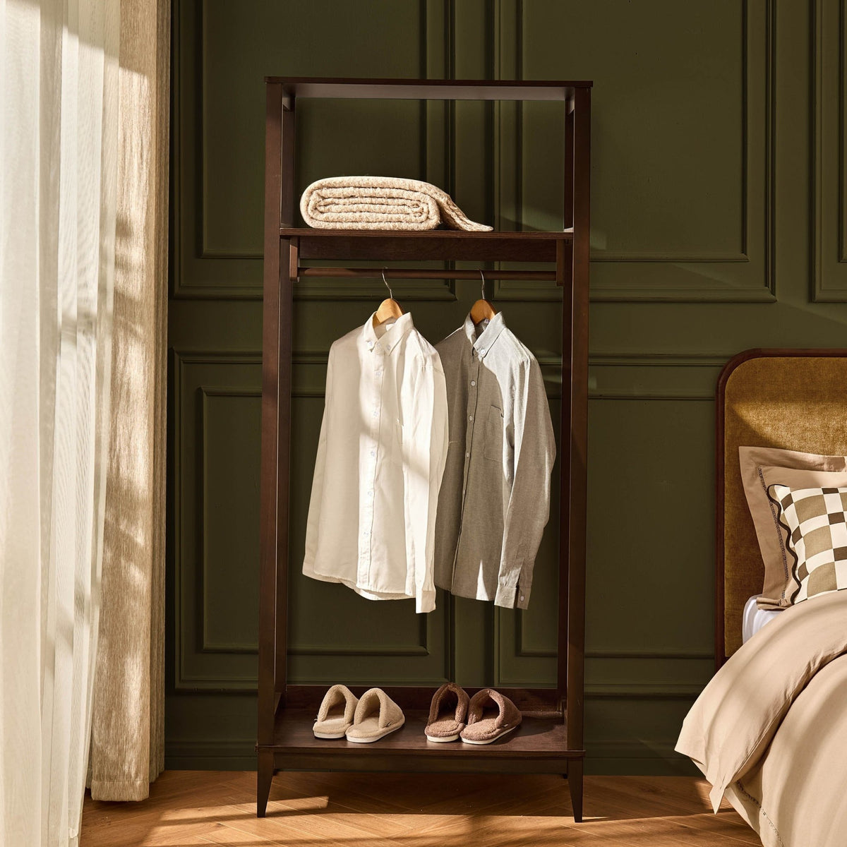 Becky Bamboo Rail with Shelves - Walnut - DUSK