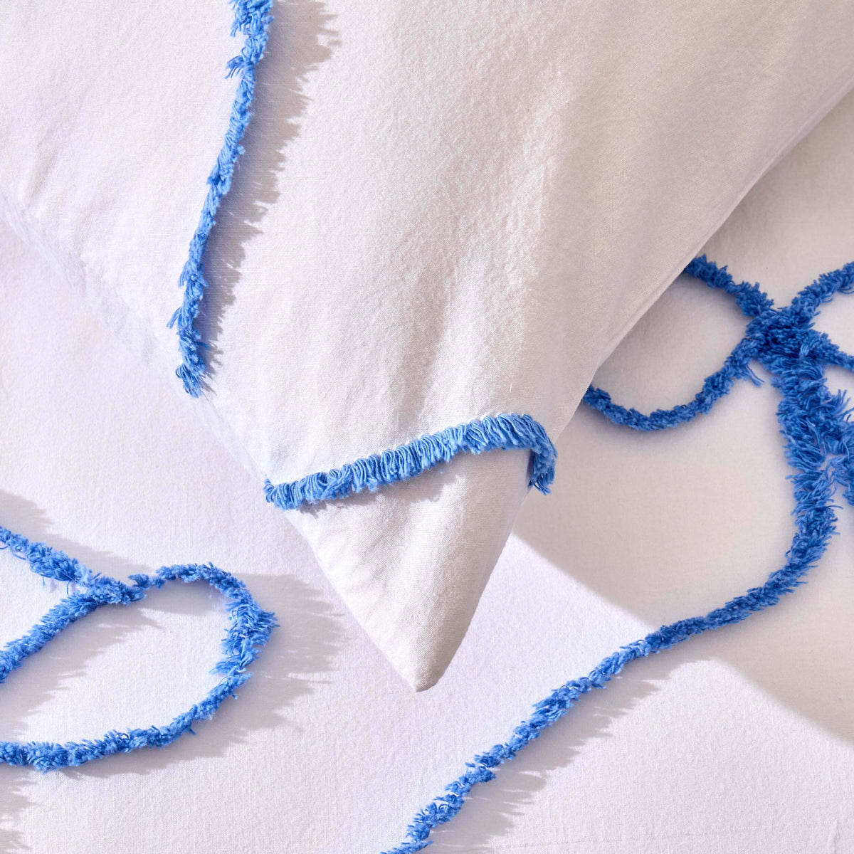 Bella 100% Cotton Tufted Bows Duvet Cover & Pillowcase Set - Light Cornflower - DUSK