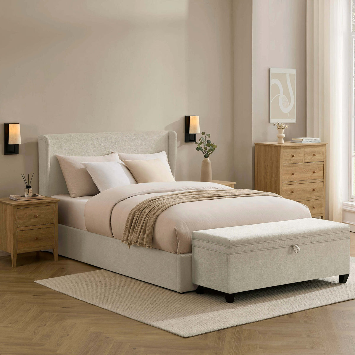 Berkeley Ottoman Storage Bed - Chenille Ecru - DUSK