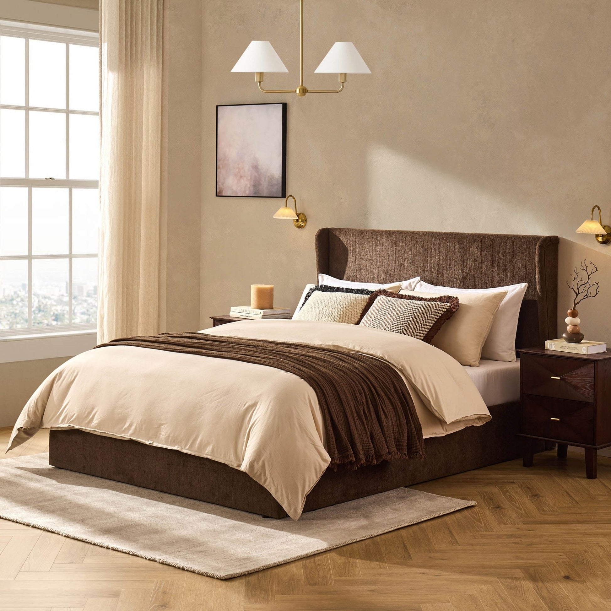 Berkeley Ottoman Storage Bed - Textured Cappuccino - DUSK