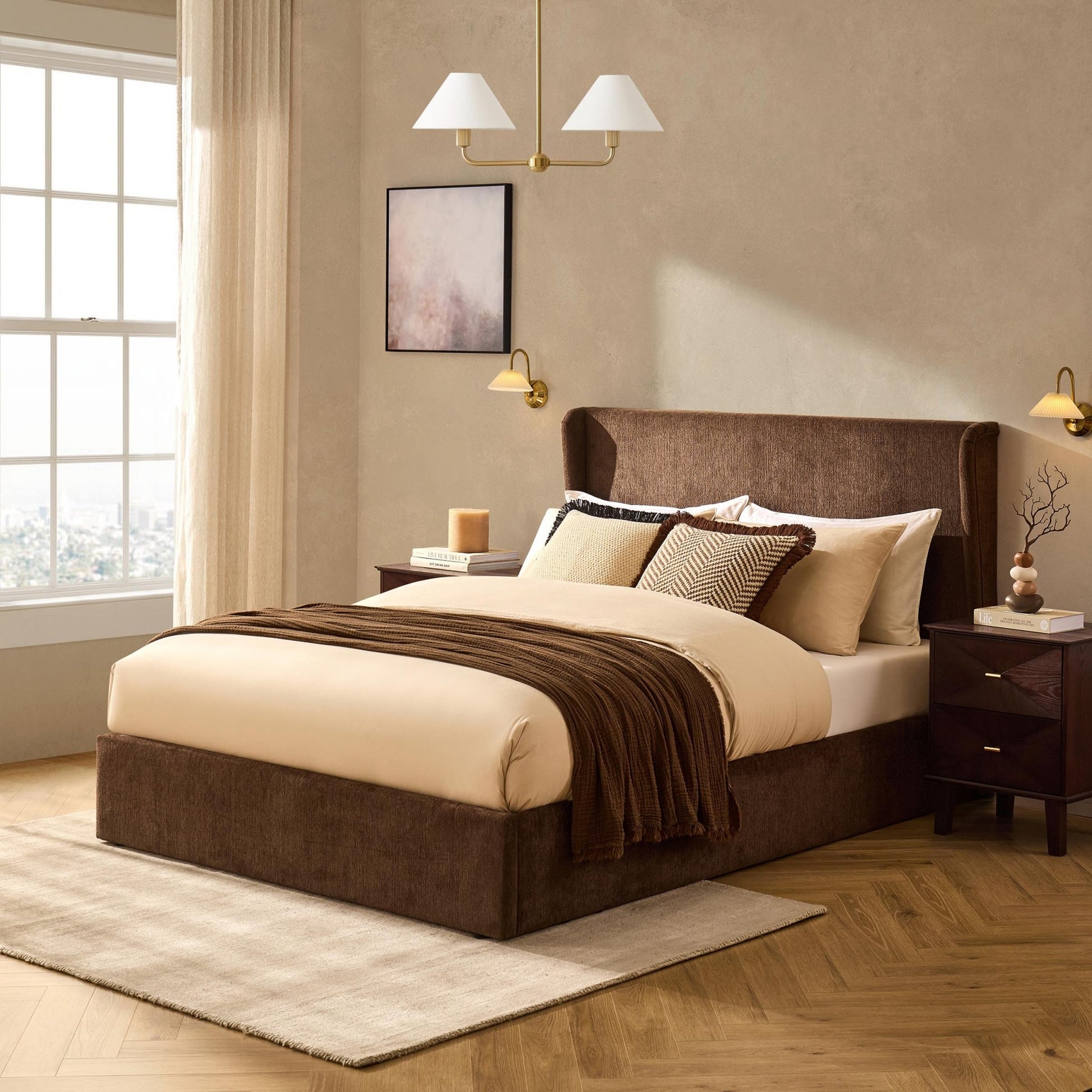 Berkeley Ottoman Storage Bed - Textured Cappuccino - DUSK