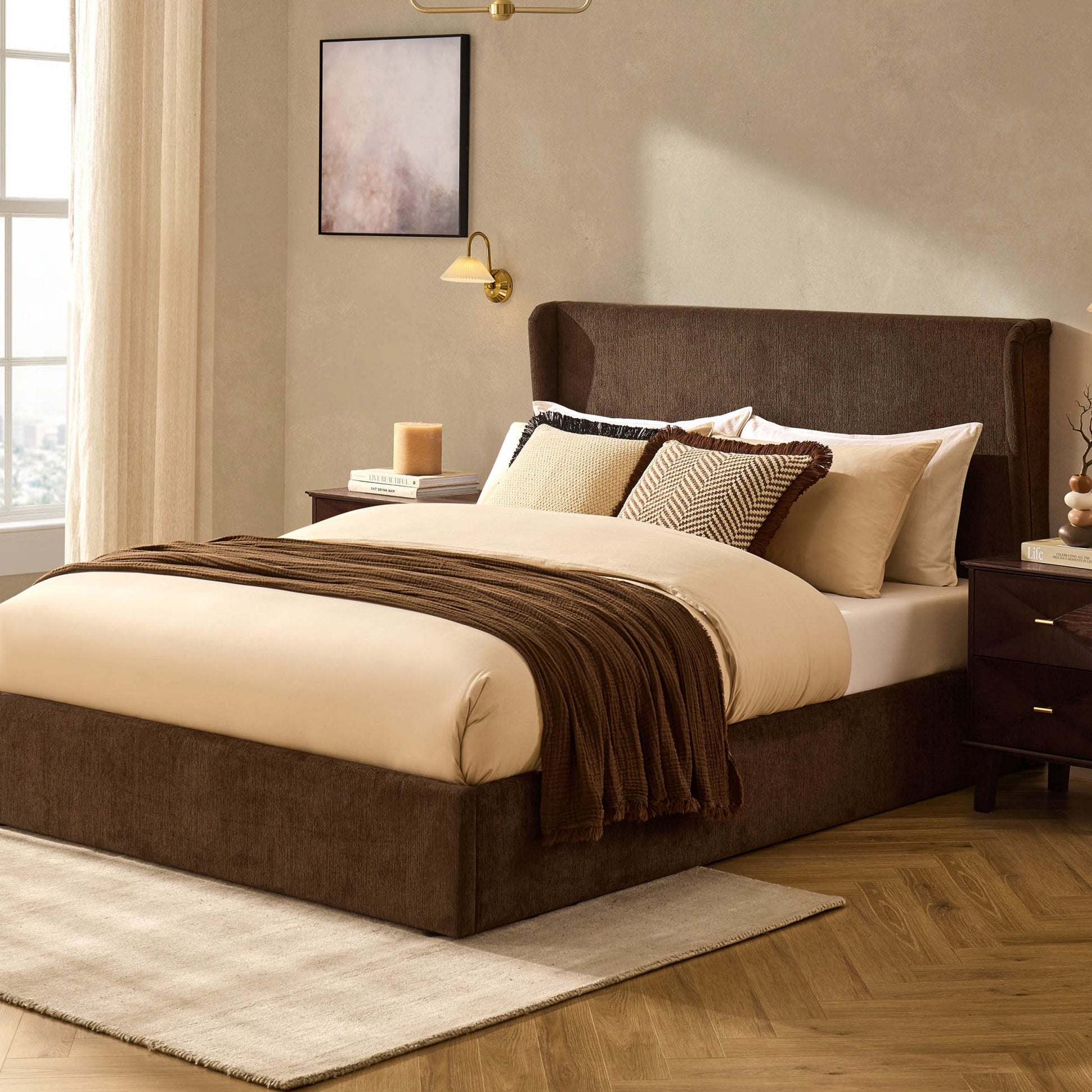 Berkeley Ottoman Storage Bed - Textured Cappuccino - DUSK