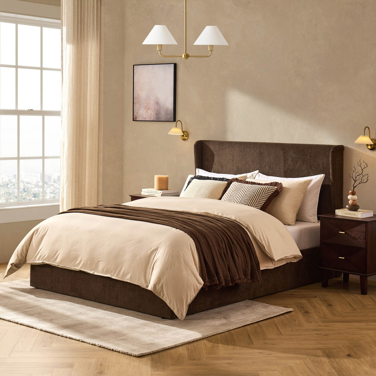 Berkeley Ottoman Storage Bed - Textured Cappuccino - DUSK