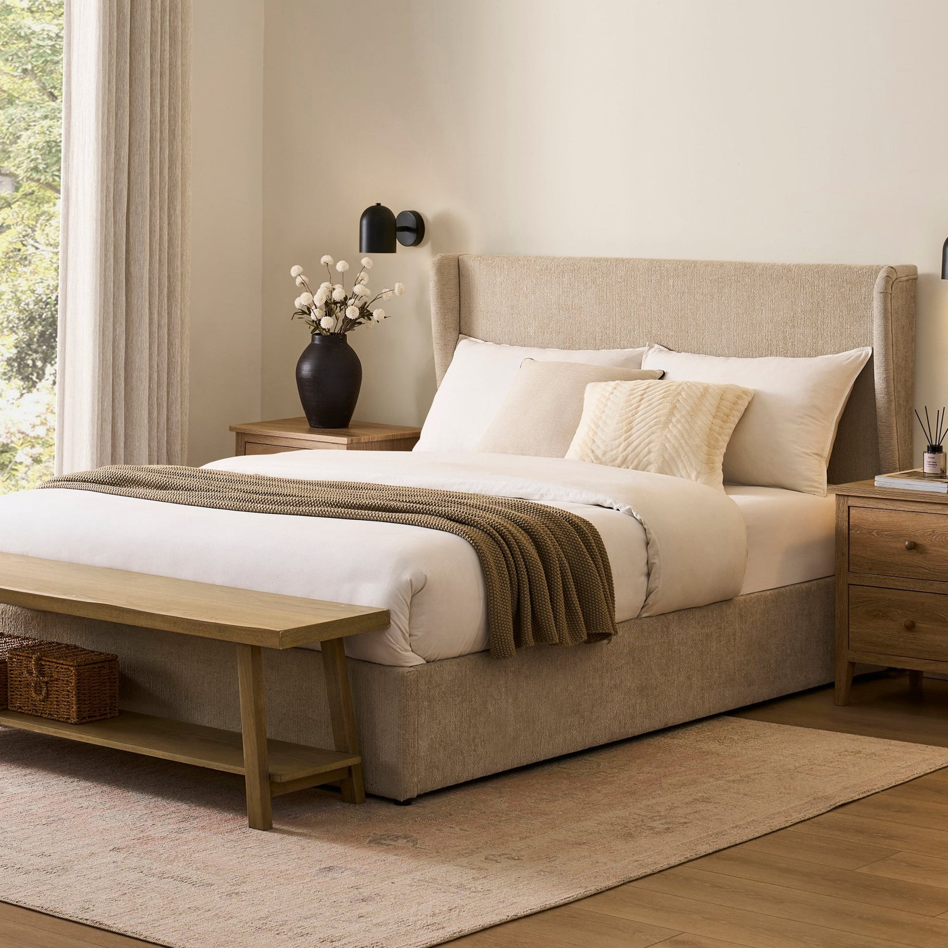 Berkeley Ottoman Storage Bed - Textured Oatmeal - DUSK