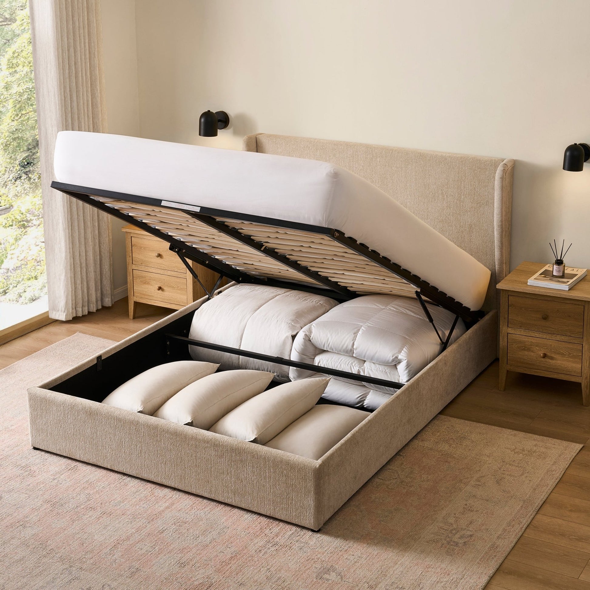 Berkeley Ottoman Storage Bed - Textured Oatmeal - DUSK