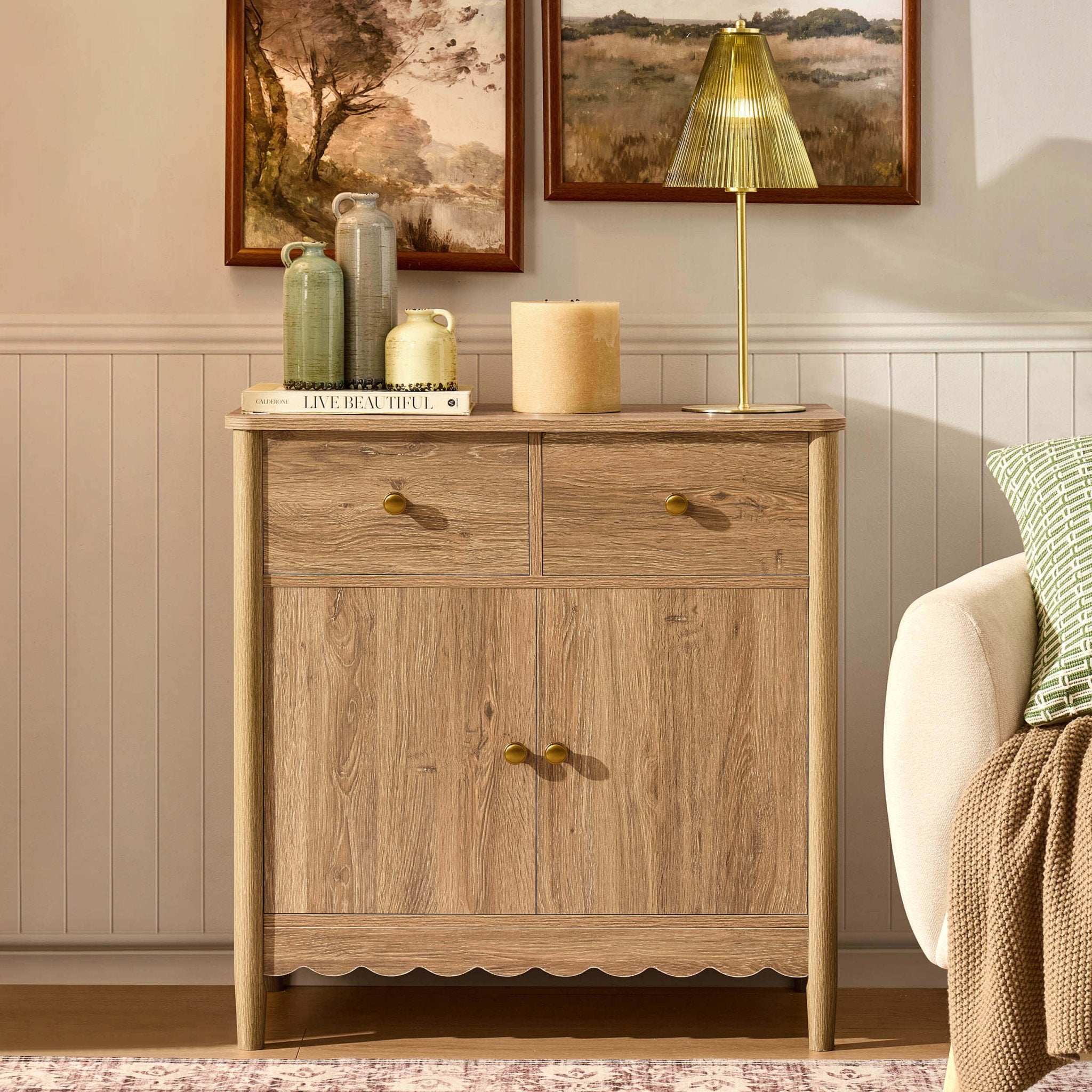 Betty 2 Door Sideboard with Drawers - Light Wood - DUSK