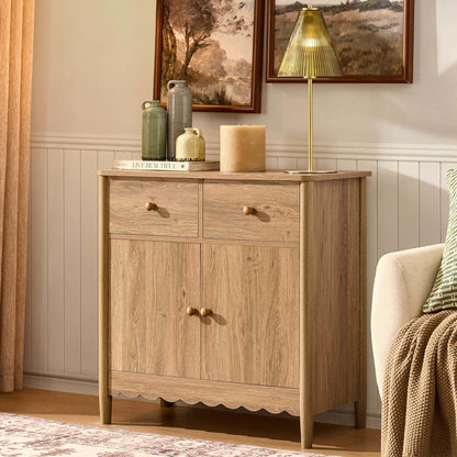 Betty 2 Door Sideboard with Drawers - Light Wood - DUSK