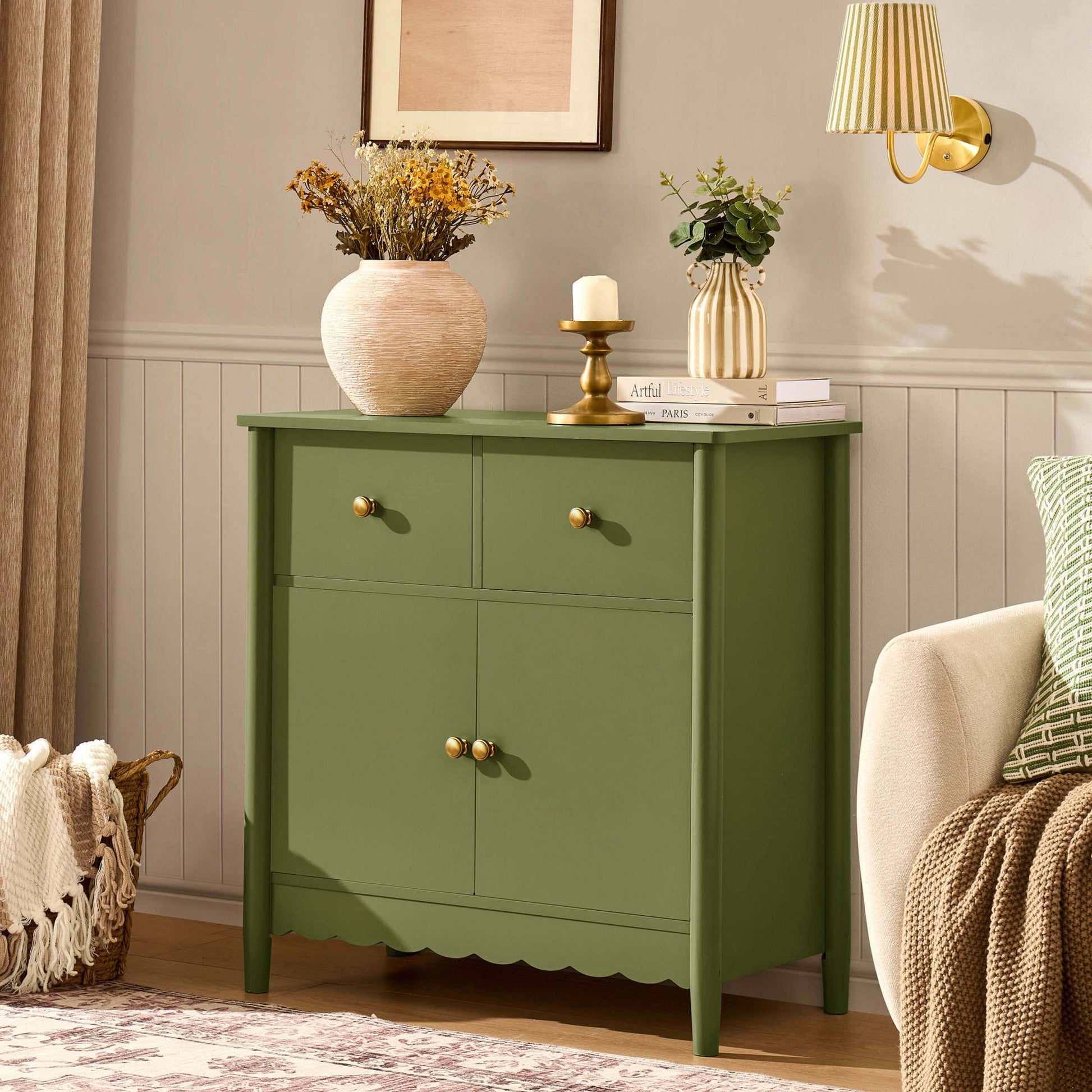 Betty 2 Door Sideboard with Drawers - Olive - DUSK