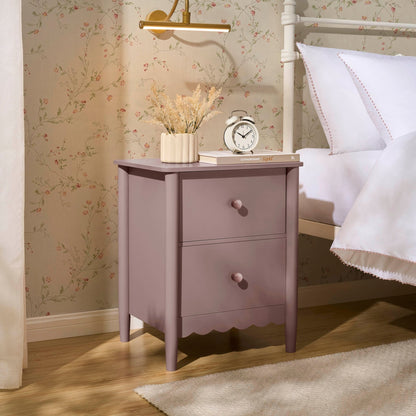 Betty 2 Drawer Bedside Table - Dusty Mauve - DUSK