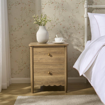 Betty 2 Drawer Bedside Table - Light Wood - DUSK