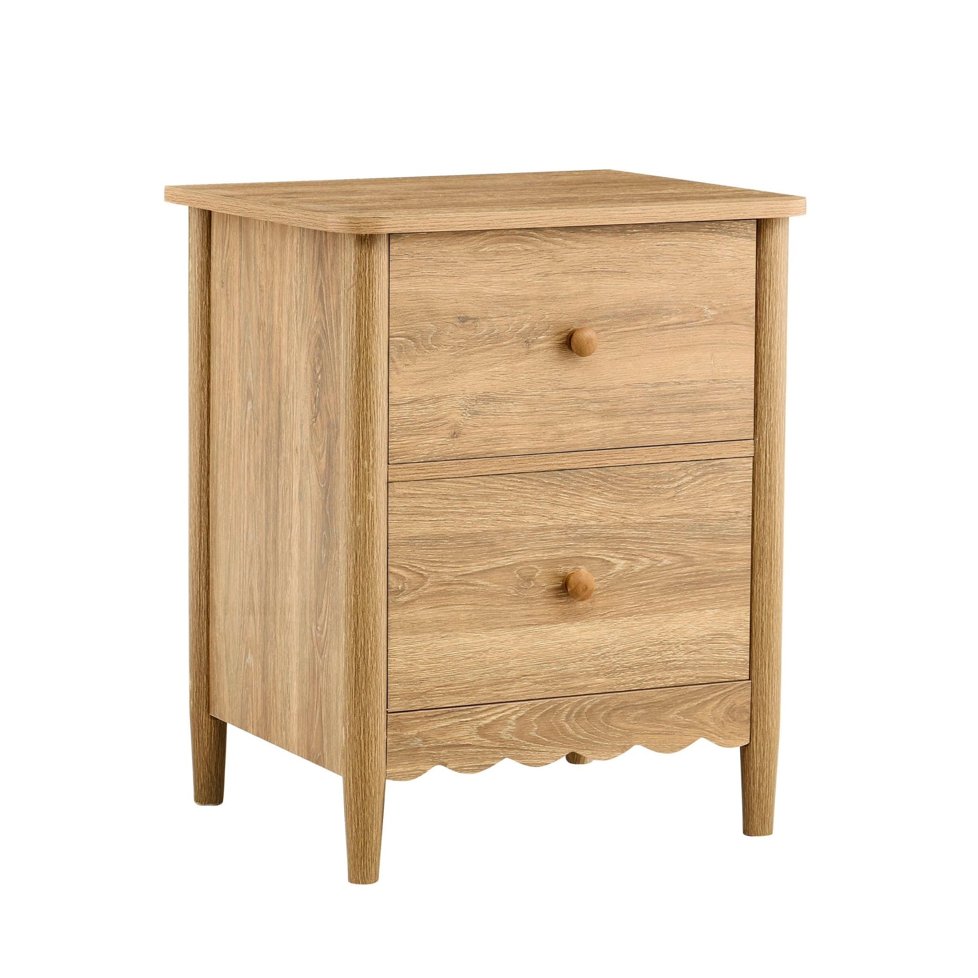 Betty 2 Drawer Bedside Table - Light Wood - DUSK