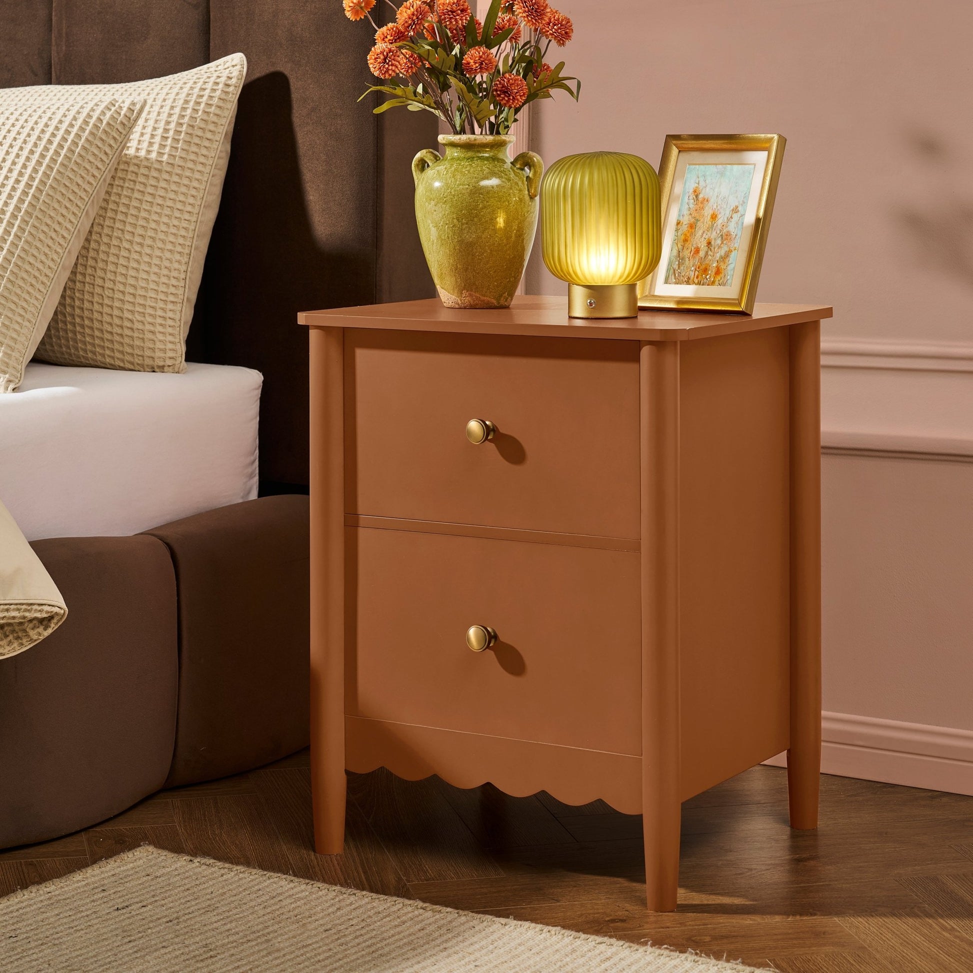 Betty 2 Drawer Bedside Table - Orange - DUSK