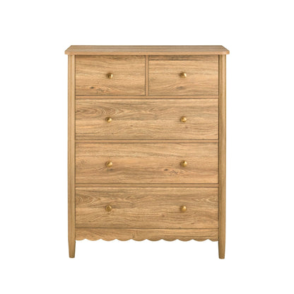 Betty 5 Drawer Chest - Light Wood - DUSK