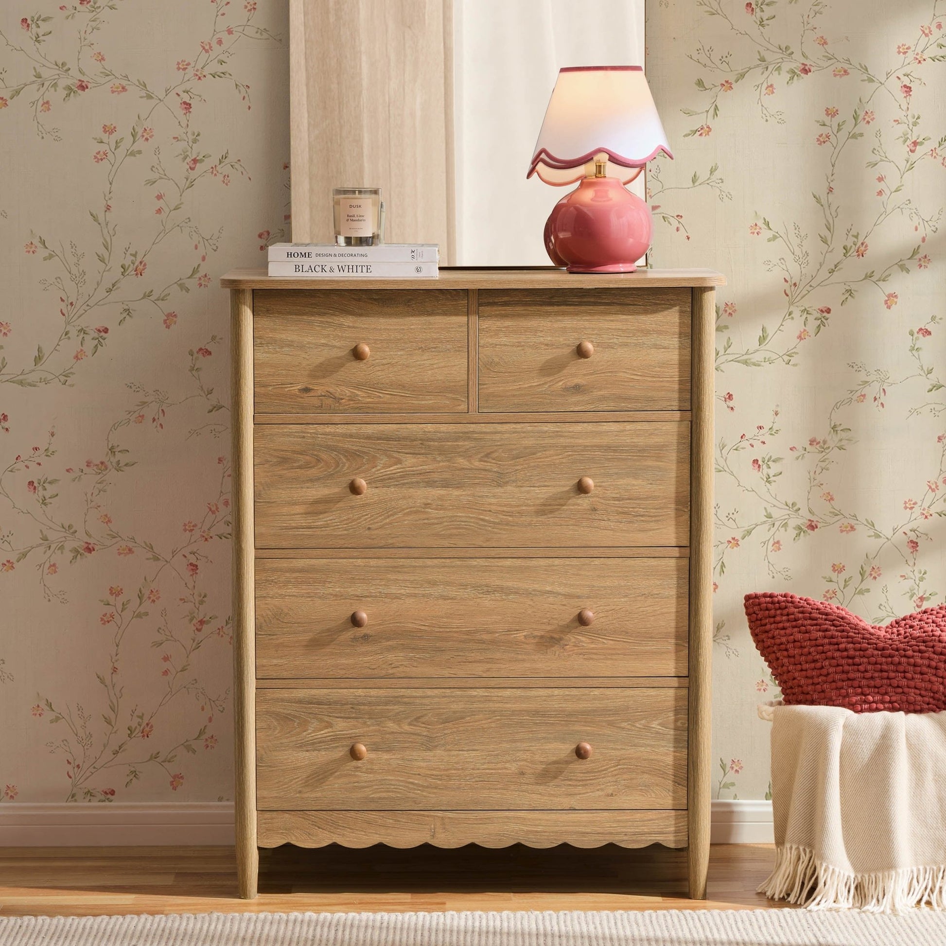 Betty 5 Drawer Chest - Light Wood - DUSK