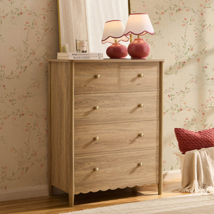 Betty 5 Drawer Chest - Light Wood - DUSK
