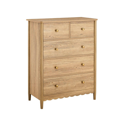 Betty 5 Drawer Chest - Light Wood - DUSK