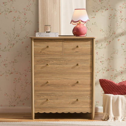 Betty 5 Drawer Chest - Light Wood - DUSK