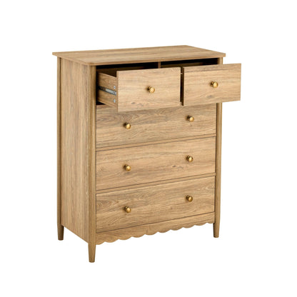 Betty 5 Drawer Chest - Light Wood - DUSK