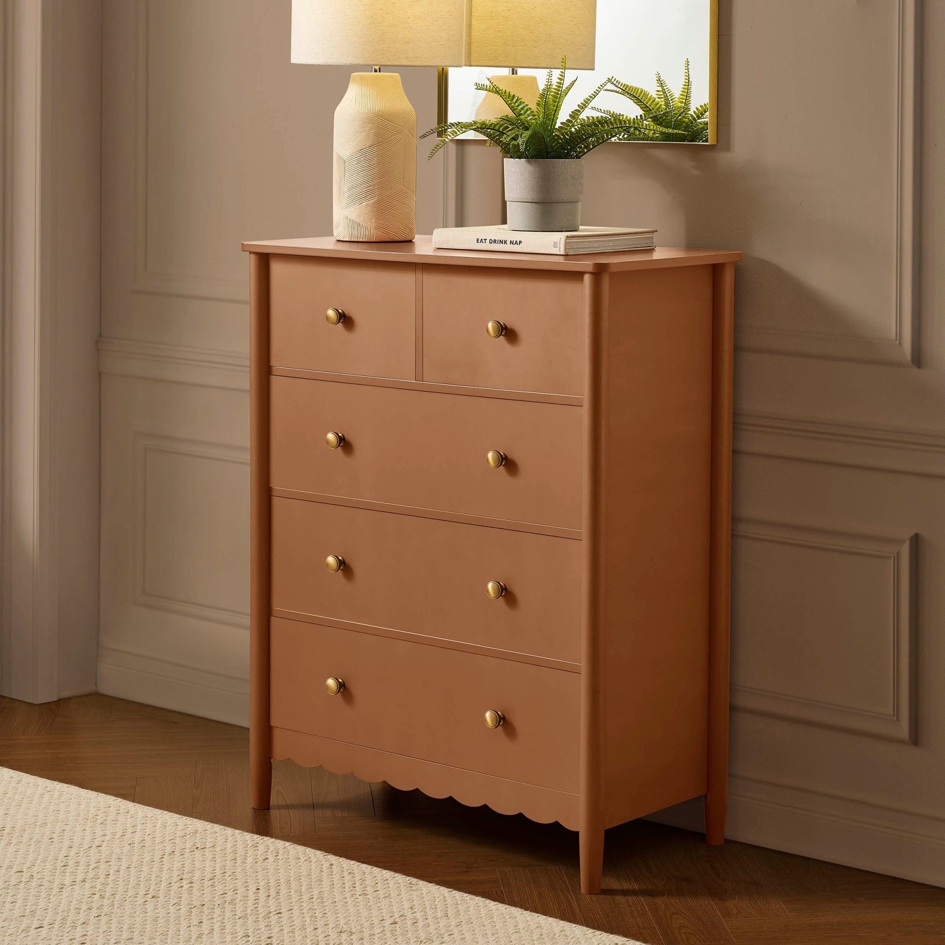 Betty 5 Drawer Chest - Orange - DUSK