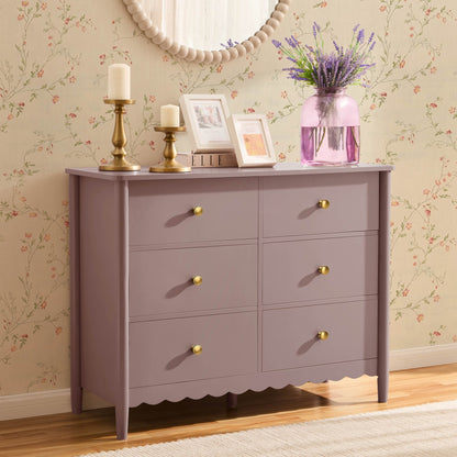 Betty 6 Drawer Chest - Dusty Mauve - DUSK