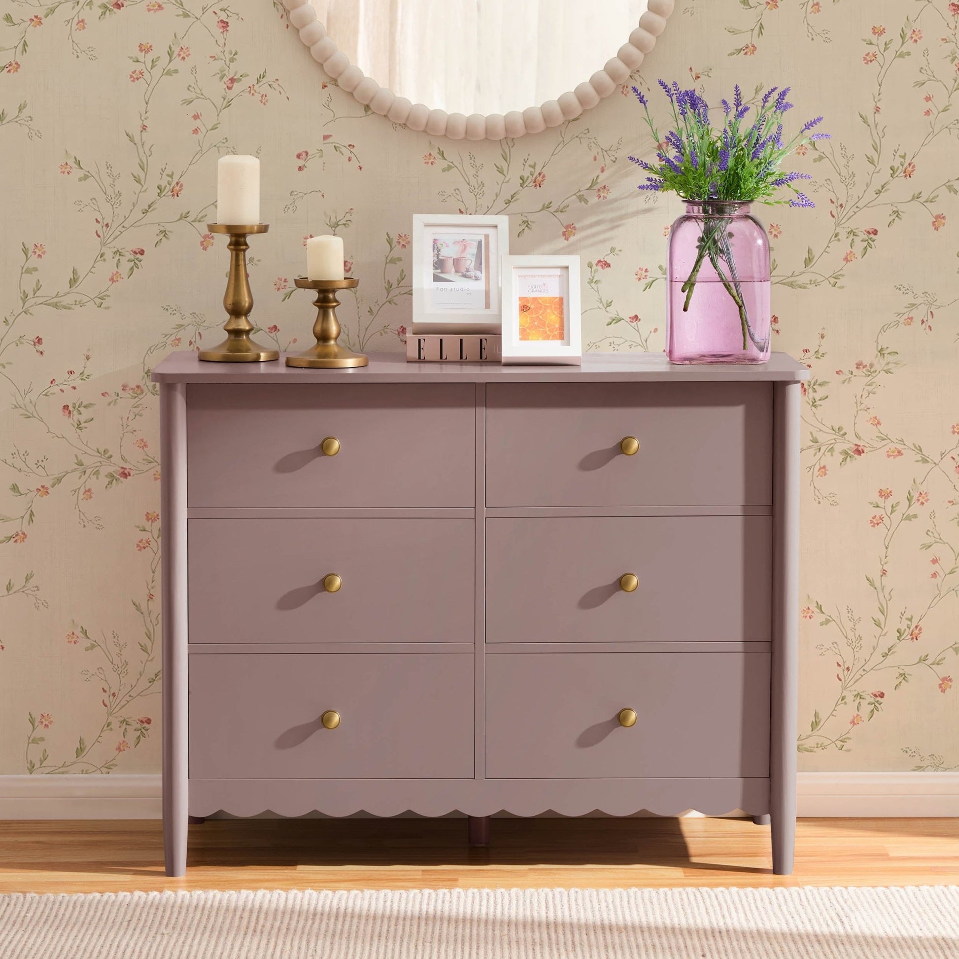 Betty 6 Drawer Chest - Dusty Mauve - DUSK