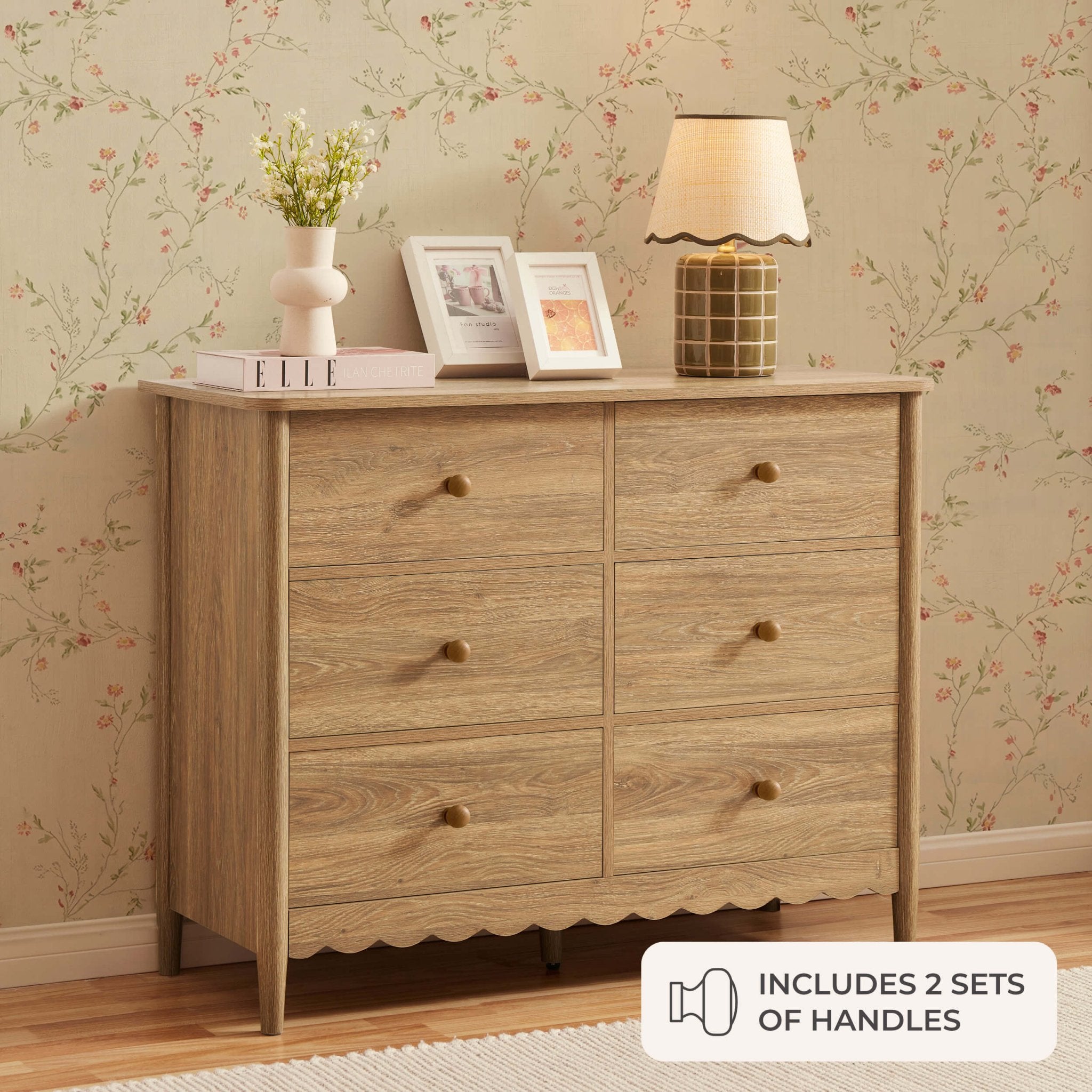 Betty 6 Drawer Chest - Light Wood - DUSK