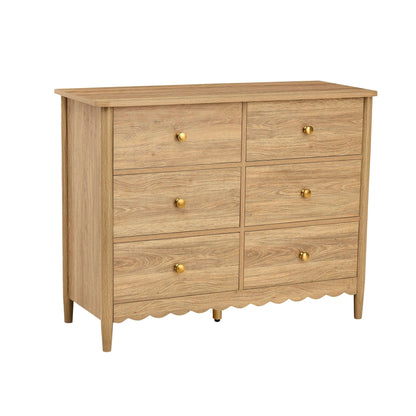 Betty 6 Drawer Chest - Light Wood - DUSK