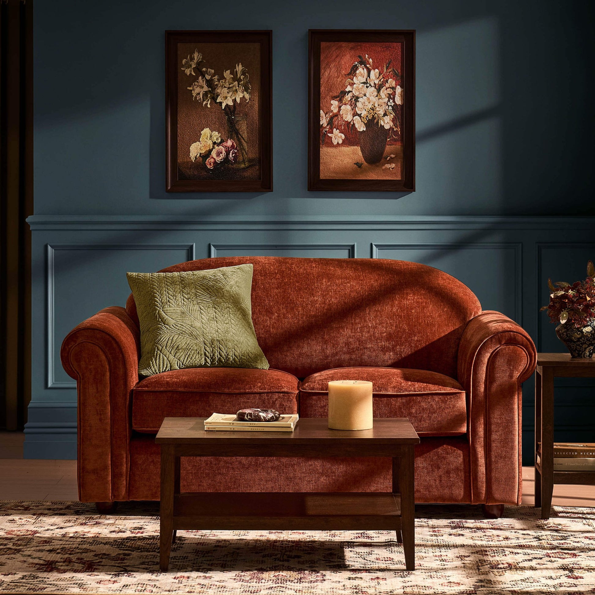 Beverley 2 Seater Sofa - Chenille Dark Rust - DUSK
