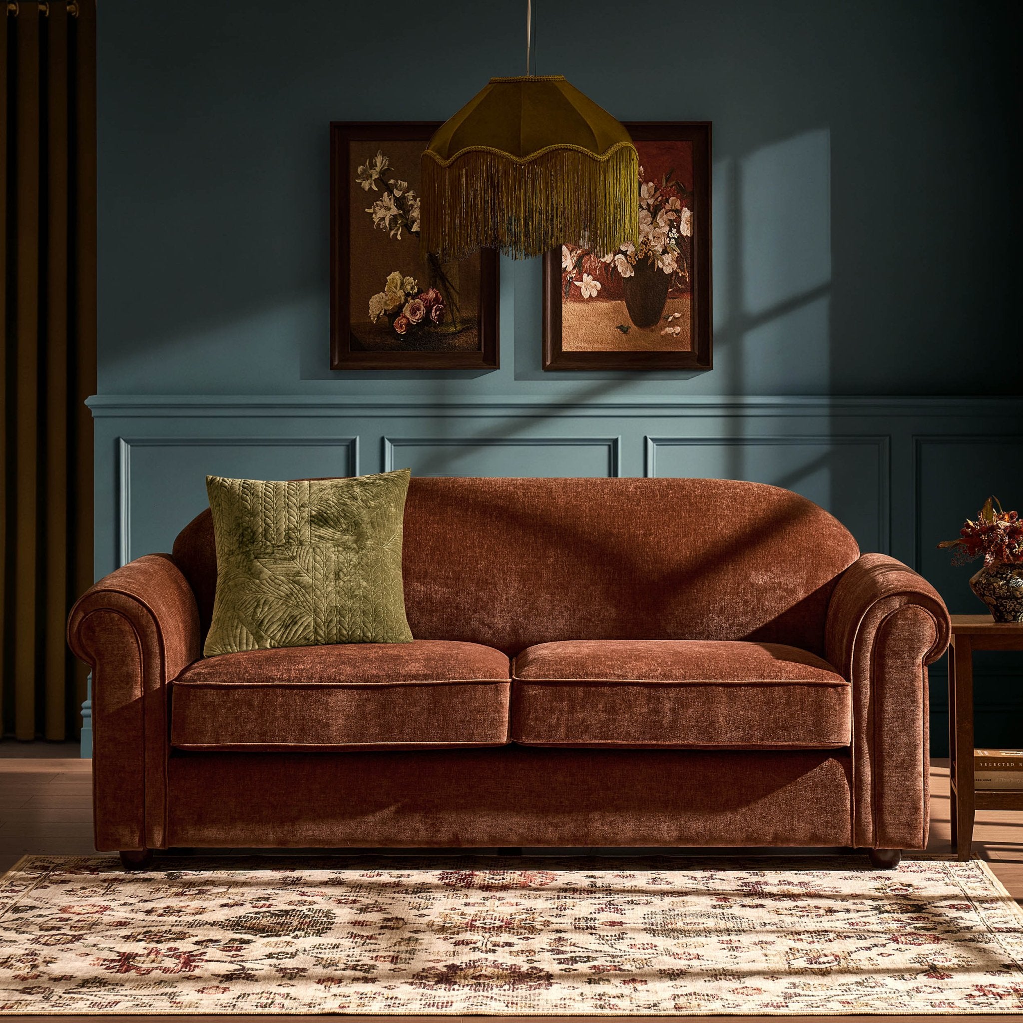Beverley 3 Seater Sofa - Chenille Dark Rust - DUSK