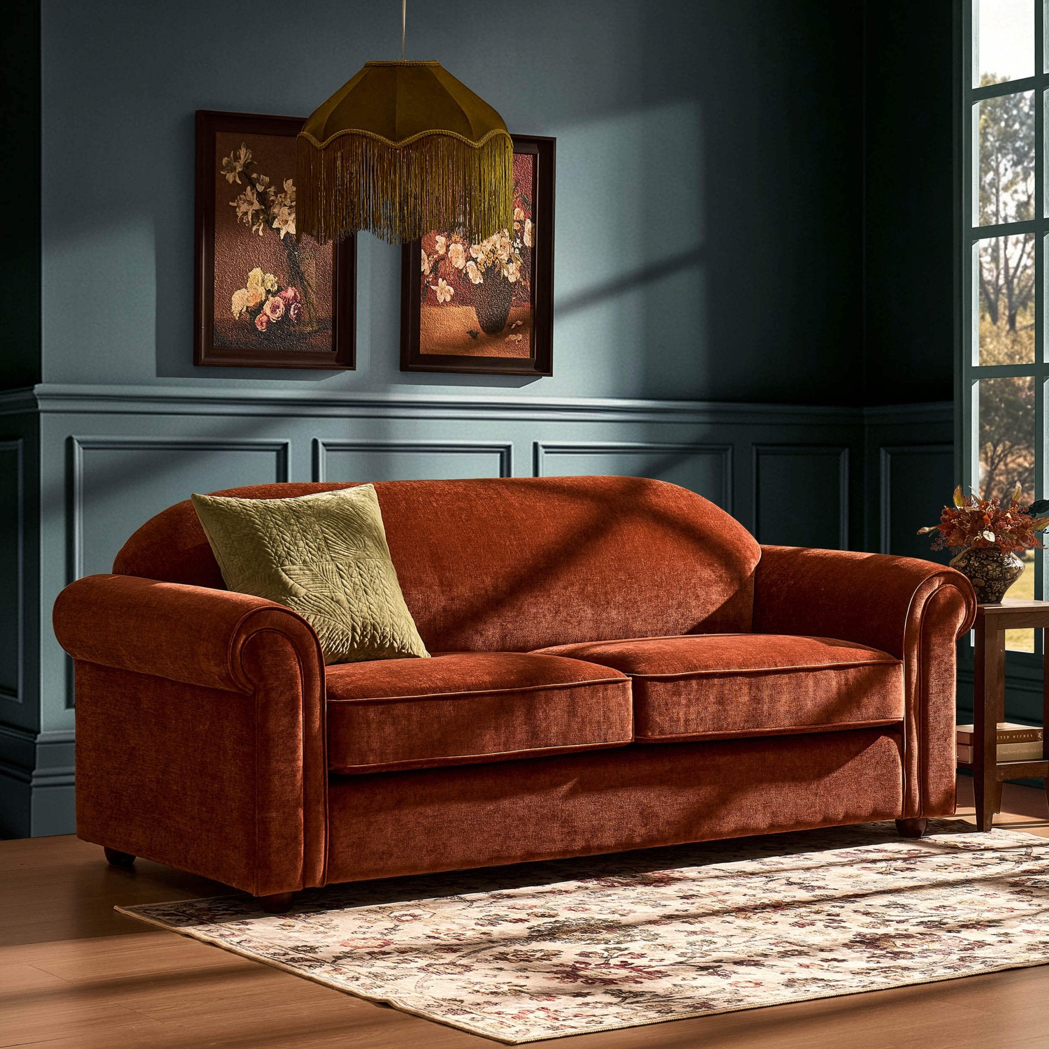 Beverley 3 Seater Sofa - Chenille Dark Rust - DUSK
