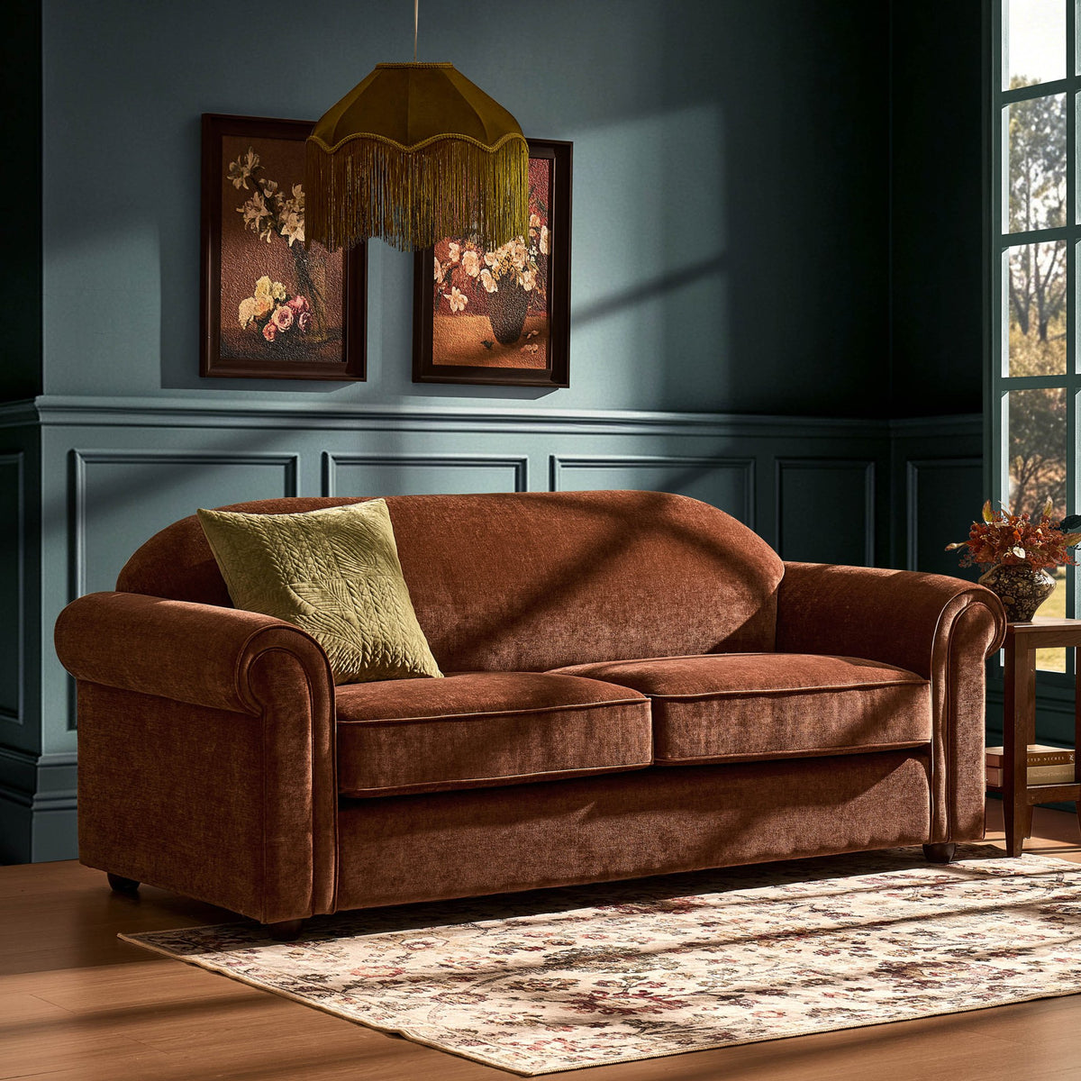 Beverley 3 Seater Sofa - Chenille Dark Rust - DUSK