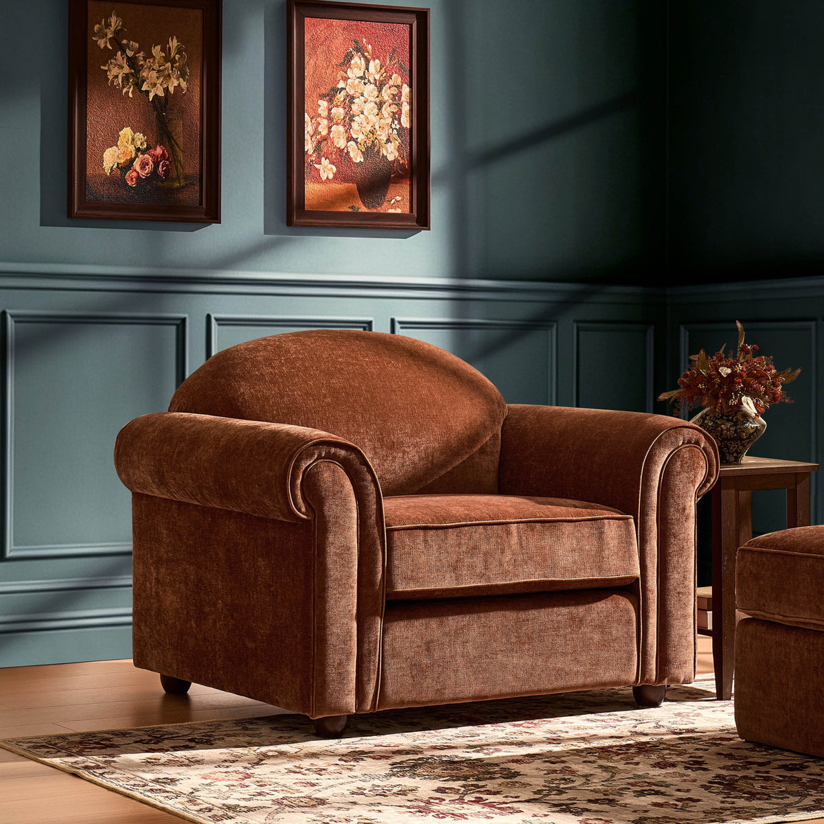 Beverley Loveseat - Chenille Dark Rust - DUSK