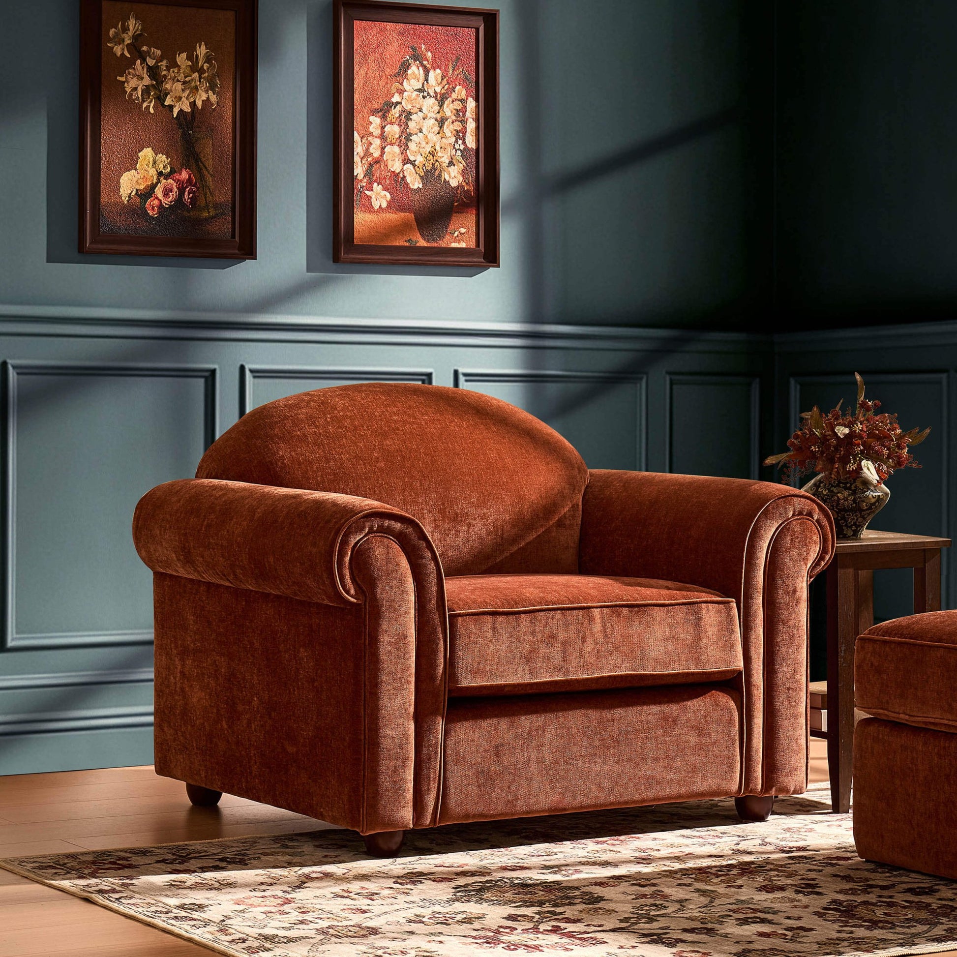 Beverley Loveseat - Chenille Dark Rust - DUSK