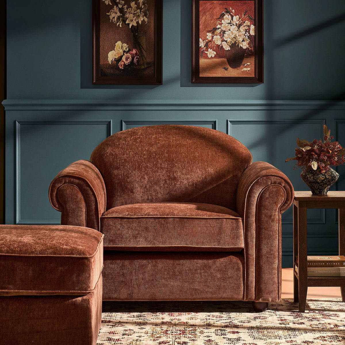 Beverley Loveseat - Chenille Dark Rust - DUSK
