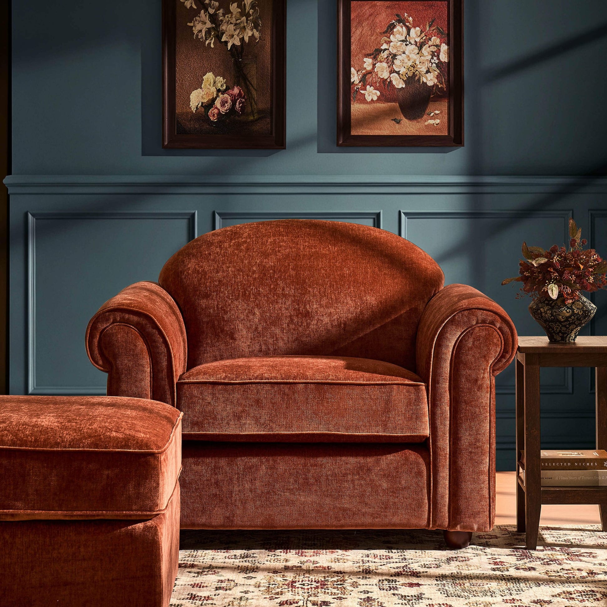 Beverley Loveseat - Chenille Dark Rust - DUSK