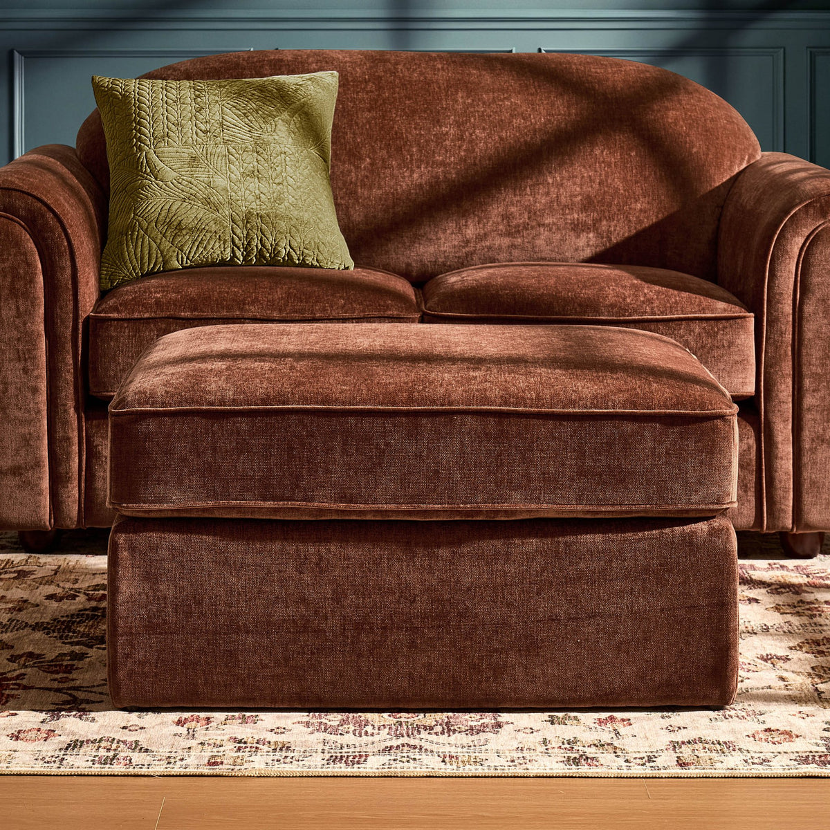 Beverley Pouffe - Chenille Dark Rust - DUSK