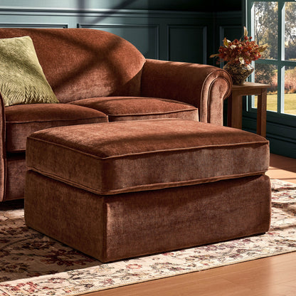 Beverley Pouffe - Chenille Dark Rust - DUSK