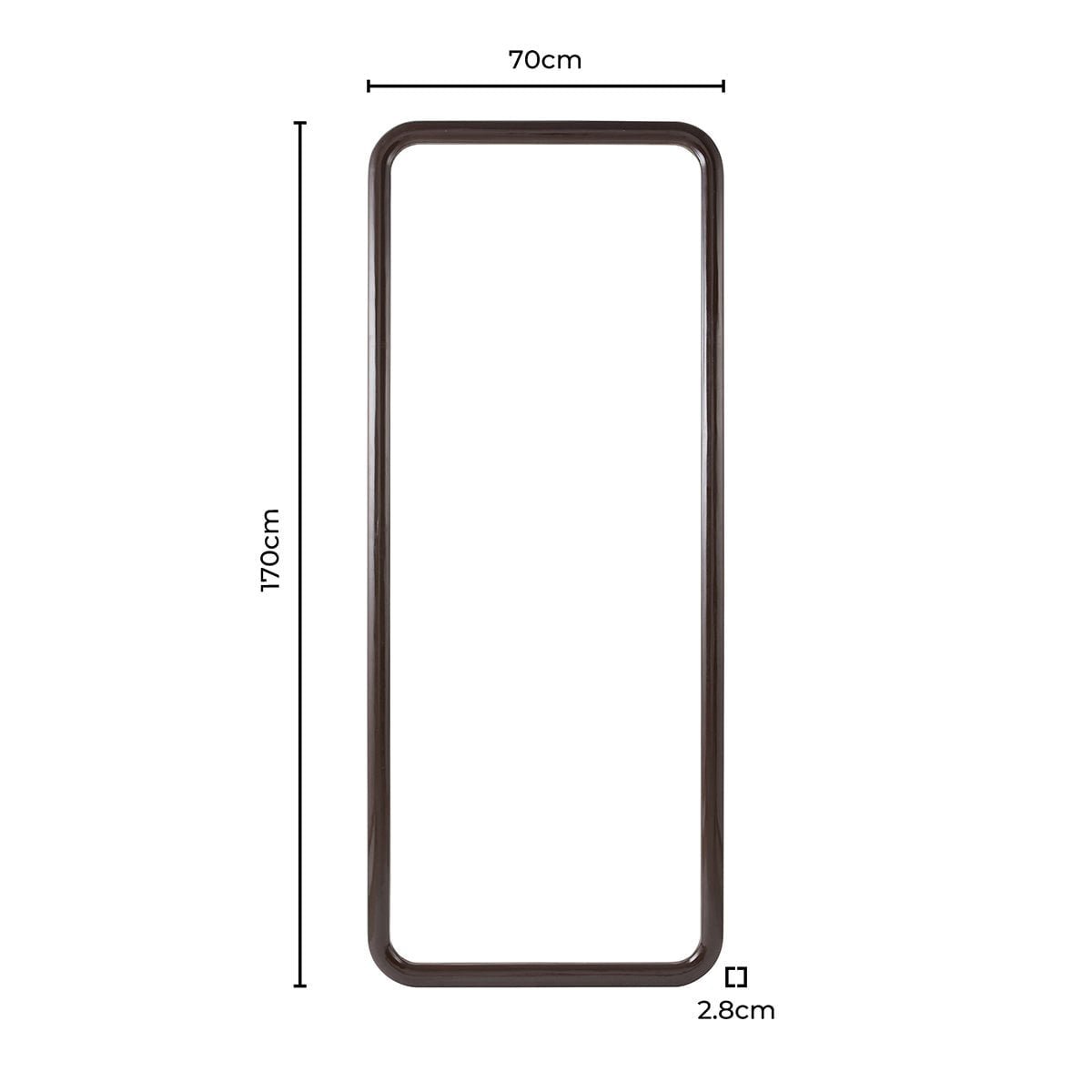 Bianca Bubble Frame 70 x 170cm Rectangle Mirror - Chocolate - DUSK