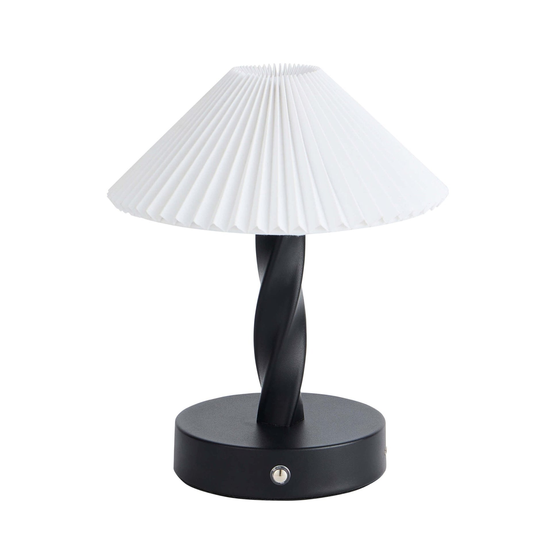 Birdie Rechargeable Pleated Table Lamp - Black/ White - DUSK