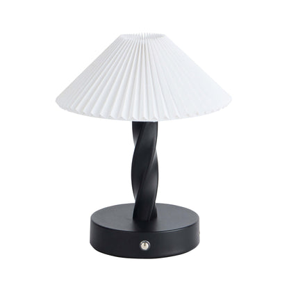 Birdie Rechargeable Pleated Table Lamp - Black/ White - DUSK