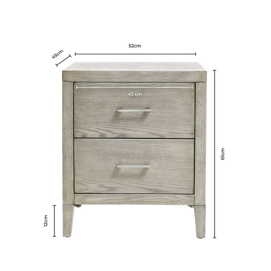 Blair 2 Drawer Bedside Table - Ash - DUSK