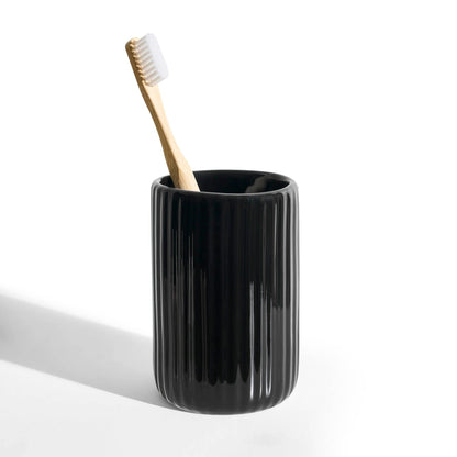 Blake Ribbed Glaze Tumbler - Black - DUSK