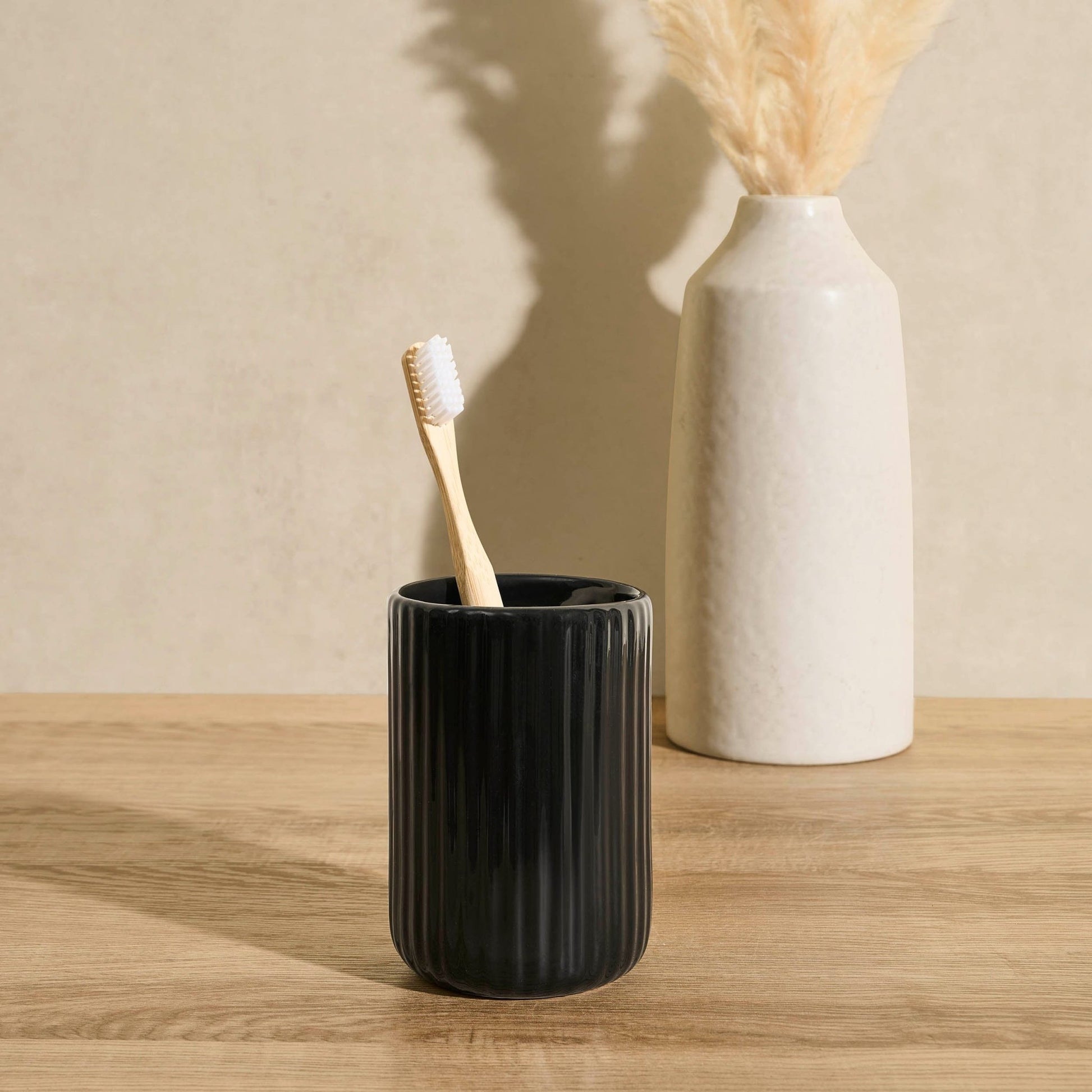 Blake Ribbed Glaze Tumbler - Black - DUSK